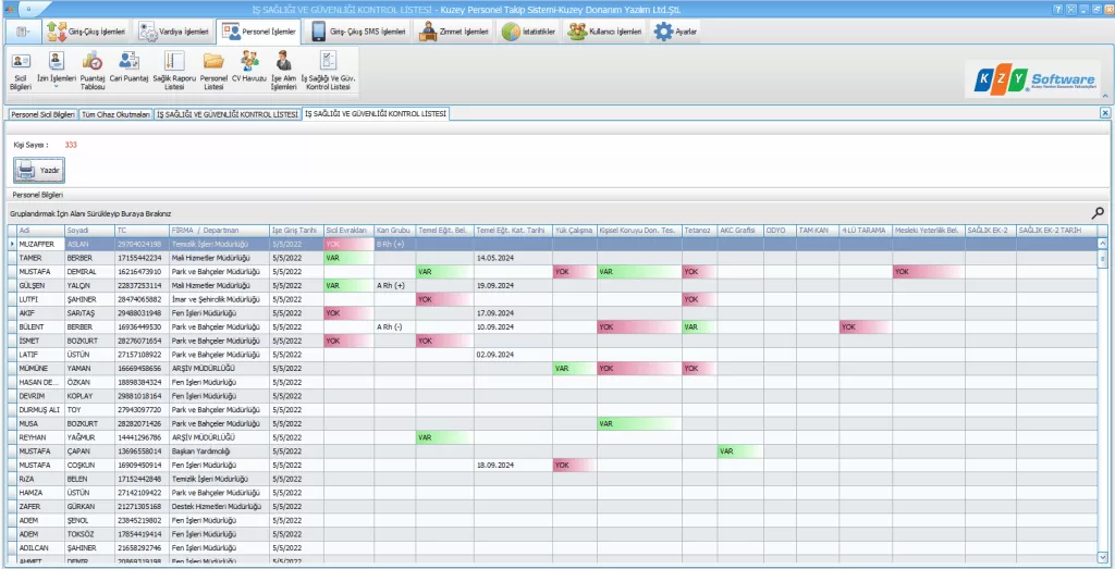 İSG- İş Sağlığı İşlemleri